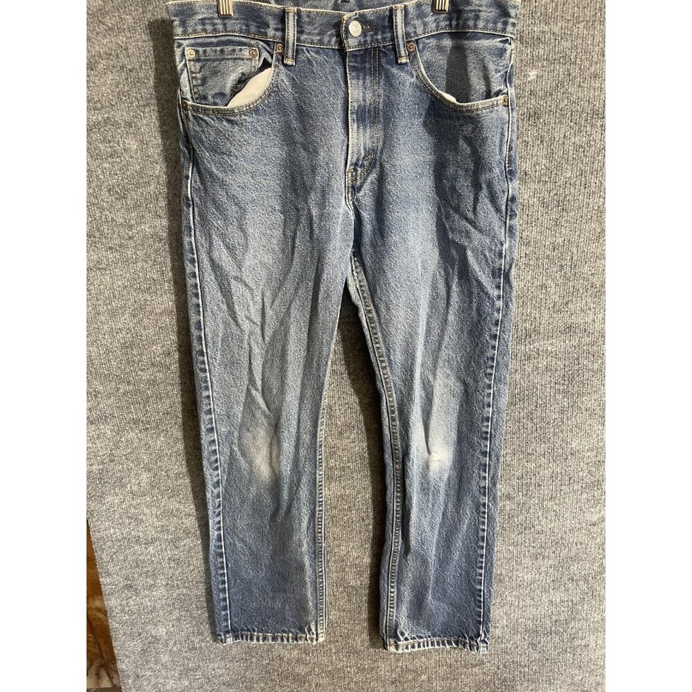 Levis 505 Jeans Mens 32x32 Light Wash Blue Straight Denim Zip Fly Fits 33x30